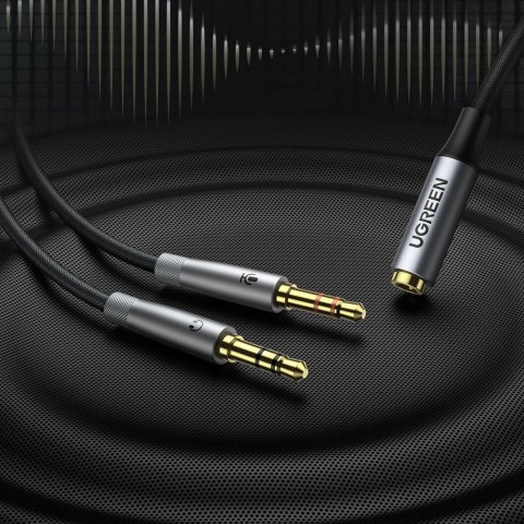 Ugreen kabel rozdzielacz AUX 3,5 mm mini jack (żeński) - 2x 3,5 mm mini jack (męski - mikrofon i słuchawki) srebrny (AV193 50255 Ugreen kabel rozdzielacz AUX 3,5 mm mini jack (żeński) - 2x 3,5 mm mini jack (męski - mikrofon i słuchawki) srebrny (AV193 50255