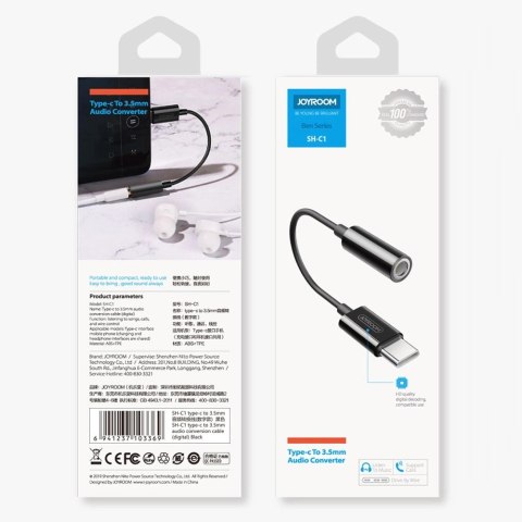 Adapter Joyroom SH-C1 słuchawkowy mini jack 3,5 mm (żeński) / USB-C (męski) - biały Adapter Joyroom SH-C1 słuchawkowy mini jack 3,5 mm (żeński) / USB-C (męski) - biały