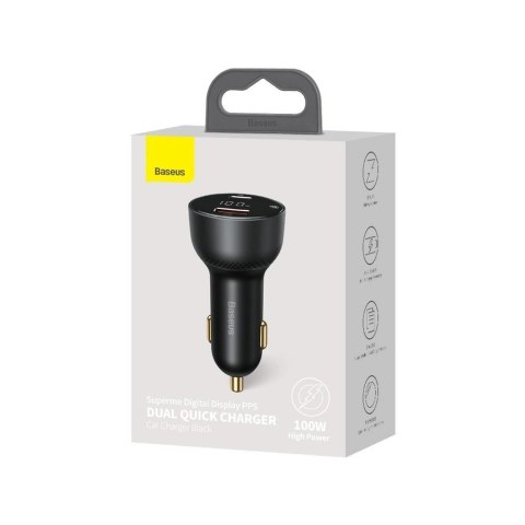 Baseus Superme szybka ładowarka samochodowa USB / USB Typ C 100W PPS Quick Charge Power Delivery czarny (CCZX-01) Baseus Superme szybka ładowarka samochodowa USB / USB Typ C 100W PPS Quick Charge Power Delivery czarny (CCZX-01)
