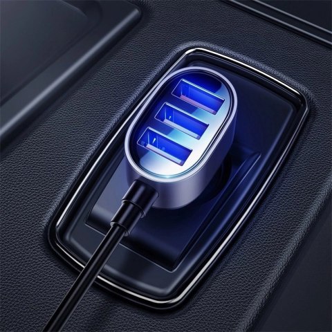 Joyroom szybka ładowarka samochodowa 5x USB 6,2 A z przedłużaczem czarny (JR-CL03) Joyroom szybka ładowarka samochodowa 5x USB 6,2 A z przedłużaczem czarny (JR-CL03)