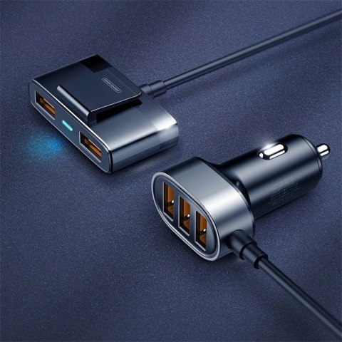 Joyroom szybka ładowarka samochodowa 5x USB 6,2 A z przedłużaczem czarny (JR-CL03) Joyroom szybka ładowarka samochodowa 5x USB 6,2 A z przedłużaczem czarny (JR-CL03)