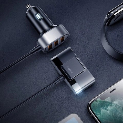 Joyroom szybka ładowarka samochodowa 5x USB 6,2 A z przedłużaczem czarny (JR-CL03) Joyroom szybka ładowarka samochodowa 5x USB 6,2 A z przedłużaczem czarny (JR-CL03)