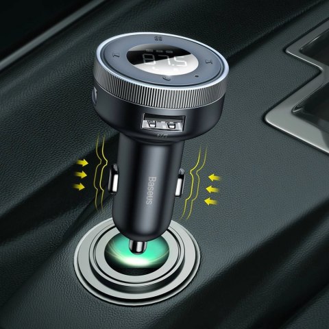 Baseus Enjoy transmiter FM ładowarka samochodowa LED 2x USB / 3,5mm jack bezprzewodowy odtwarzacz MP3 Bluetooth 5.0 3.4A czarny Baseus Enjoy transmiter FM ładowarka samochodowa LED 2x USB / 3,5mm jack bezprzewodowy odtwarzacz MP3 Bluetooth 5.0 3.4A czarny
