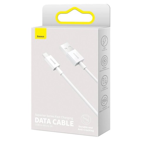 Kabel Baseus Superior USB-A / micro USB 2A 1m - biały Kabel Baseus Superior USB-A / micro USB 2A 1m - biały