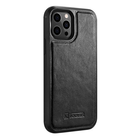 ICarer Leather Oil Wax etui pokryte naturalną skórą do iPhone 12 Pro Max czarny (ALI1206-BK) ICarer Leather Oil Wax etui pokryte naturalną skórą do iPhone 12 Pro Max czarny (ALI1206-BK)