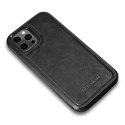 ICarer Leather Oil Wax etui pokryte naturalną skórą do iPhone 12 Pro Max czarny (ALI1206-BK)