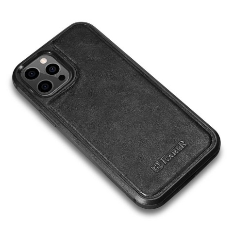 ICarer Leather Oil Wax etui pokryte naturalną skórą do iPhone 12 Pro Max czarny (ALI1206-BK) ICarer Leather Oil Wax etui pokryte naturalną skórą do iPhone 12 Pro Max czarny (ALI1206-BK)