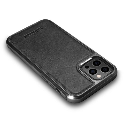ICarer Leather Oil Wax etui pokryte naturalną skórą do iPhone 12 Pro Max czarny (ALI1206-BK) ICarer Leather Oil Wax etui pokryte naturalną skórą do iPhone 12 Pro Max czarny (ALI1206-BK)