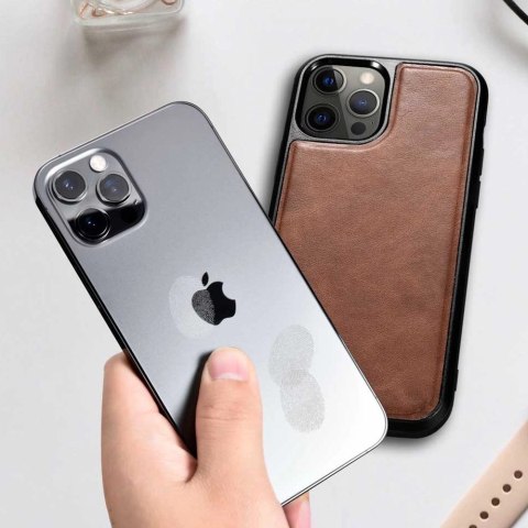 ICarer Leather Oil Wax etui pokryte naturalną skórą do iPhone 12 Pro Max czarny (ALI1206-BK) ICarer Leather Oil Wax etui pokryte naturalną skórą do iPhone 12 Pro Max czarny (ALI1206-BK)
