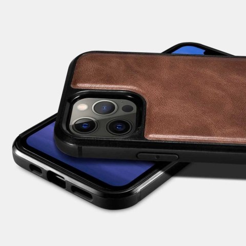 ICarer Leather Oil Wax etui pokryte naturalną skórą do iPhone 12 Pro Max czarny (ALI1206-BK) ICarer Leather Oil Wax etui pokryte naturalną skórą do iPhone 12 Pro Max czarny (ALI1206-BK)