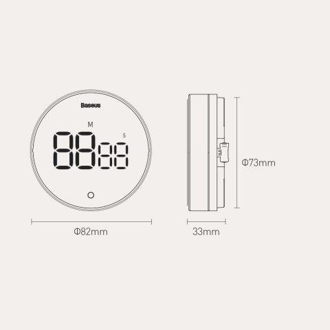 Baseus Heyo Pro obrotowy minutnik czasomierz elektroniczny timer szary (FMDS000013) Baseus Heyo Pro obrotowy minutnik czasomierz elektroniczny timer szary (FMDS000013)