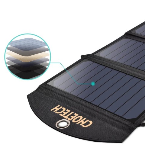 Ładowarka Choetech SC001 solarna składana 19W 2x USB-A - czarna Ładowarka Choetech SC001 solarna składana 19W 2x USB-A - czarna