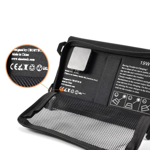 Ładowarka Choetech SC001 solarna składana 19W 2x USB-A - czarna Ładowarka Choetech SC001 solarna składana 19W 2x USB-A - czarna