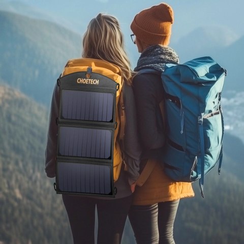 Ładowarka Choetech SC001 solarna składana 19W 2x USB-A - czarna Ładowarka Choetech SC001 solarna składana 19W 2x USB-A - czarna