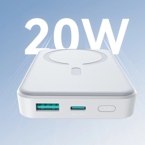 Powerbank Joyroom JR-W020 20W 10000mAh MagSafe + kabel USB-C - USB-C 0.25m - biały Powerbank Joyroom JR-W020 20W 10000mAh MagSafe + kabel USB-C - USB-C 0.25m - biały
