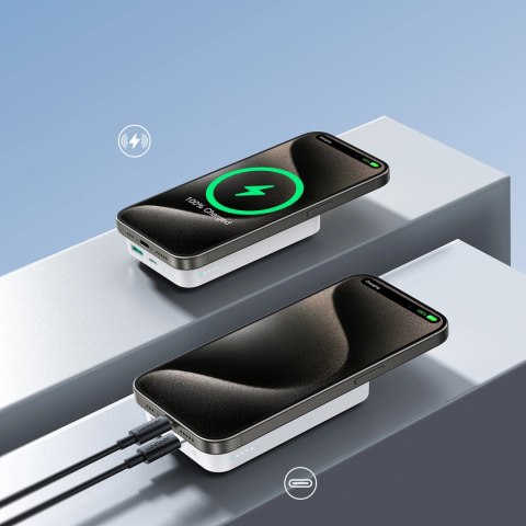 Powerbank Joyroom JR-W020 20W 10000mAh MagSafe + kabel USB-C - USB-C 0.25m - biały Powerbank Joyroom JR-W020 20W 10000mAh MagSafe + kabel USB-C - USB-C 0.25m - biały