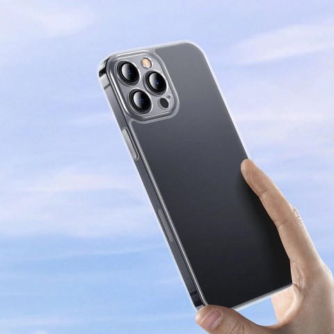 Baseus Frosted Glass Case etui pokrowiec do iPhone 13 Pro Max sztywna obudowa z żelową ramką przezroczysty (ARWS000202) Baseus Frosted Glass Case etui pokrowiec do iPhone 13 Pro Max sztywna obudowa z żelową ramką przezroczysty (ARWS000202)
