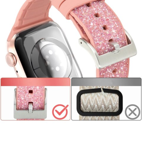 Kingxbar Crystal Fabric Band pasek bransoletka do Watch 6 / SE / 5 / 4 / 3 / 2 (40mm / 38mm) silikonowy pasek kryształowa opaska Kingxbar Crystal Fabric Band pasek bransoletka do Watch 6 / SE / 5 / 4 / 3 / 2 (40mm / 38mm) silikonowy pasek kryształowa opaska