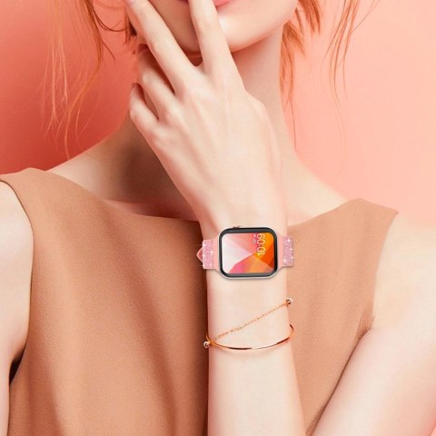 Kingxbar Crystal Fabric Band pasek bransoletka do Watch 6 / SE / 5 / 4 / 3 / 2 (40mm / 38mm) silikonowy pasek kryształowa opaska Kingxbar Crystal Fabric Band pasek bransoletka do Watch 6 / SE / 5 / 4 / 3 / 2 (40mm / 38mm) silikonowy pasek kryształowa opaska