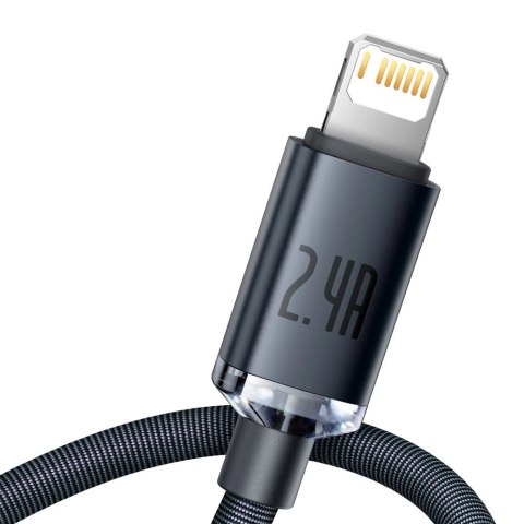 Baseus Crystal Shine Series kabel przewód USB do szybkiego ładowania i transferu danych USB Typ A - Lightning 2,4A 2m czarny (CA Baseus Crystal Shine Series kabel przewód USB do szybkiego ładowania i transferu danych USB Typ A - Lightning 2,4A 2m czarny (CA