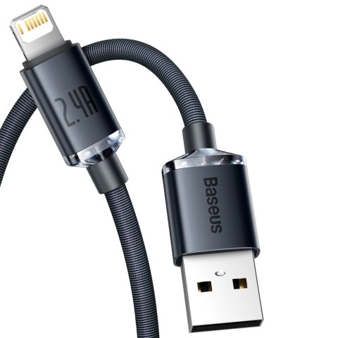 Baseus Crystal Shine Series kabel przewód USB do szybkiego ładowania i transferu danych USB Typ A - Lightning 2,4A 2m czarny (CA Baseus Crystal Shine Series kabel przewód USB do szybkiego ładowania i transferu danych USB Typ A - Lightning 2,4A 2m czarny (CA