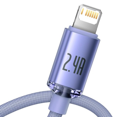 Baseus Crystal Shine Series kabel przewód USB do szybkiego ładowania i transferu danych USB Typ A - Lightning 2,4A 2m fioletowy Baseus Crystal Shine Series kabel przewód USB do szybkiego ładowania i transferu danych USB Typ A - Lightning 2,4A 2m fioletowy