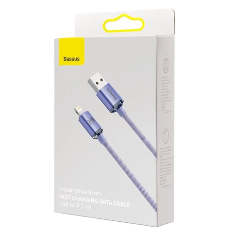 Baseus Crystal Shine Series kabel przewód USB do szybkiego ładowania i transferu danych USB Typ A - Lightning 2,4A 2m fioletowy Baseus Crystal Shine Series kabel przewód USB do szybkiego ładowania i transferu danych USB Typ A - Lightning 2,4A 2m fioletowy