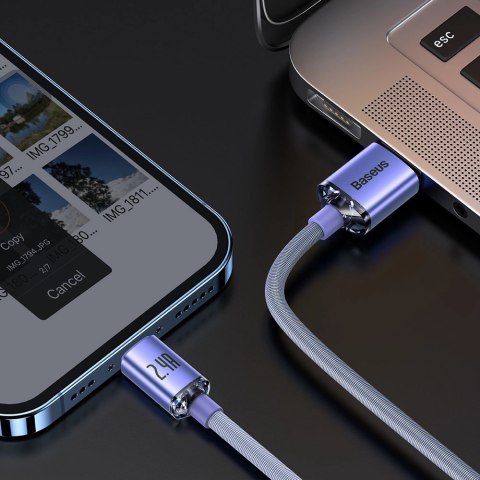Baseus Crystal Shine Series kabel przewód USB do szybkiego ładowania i transferu danych USB Typ A - Lightning 2,4A 2m fioletowy Baseus Crystal Shine Series kabel przewód USB do szybkiego ładowania i transferu danych USB Typ A - Lightning 2,4A 2m fioletowy