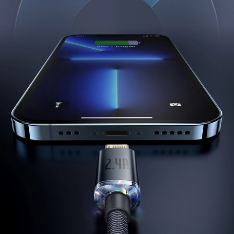 Baseus Crystal Shine Series kabel przewód USB do szybkiego ładowania i transferu danych USB Typ A - Lightning 2,4A 2m fioletowy Baseus Crystal Shine Series kabel przewód USB do szybkiego ładowania i transferu danych USB Typ A - Lightning 2,4A 2m fioletowy