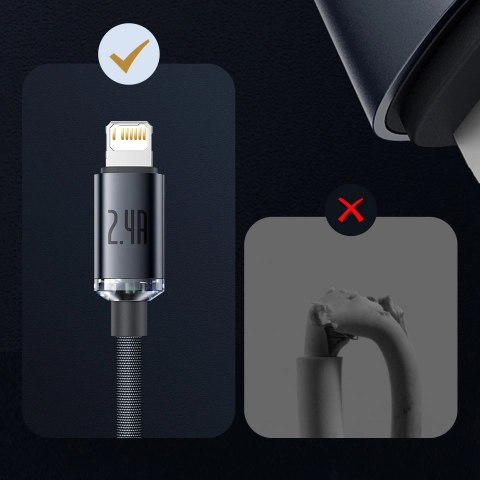 Baseus Crystal Shine Series kabel przewód USB do szybkiego ładowania i transferu danych USB Typ A - Lightning 2,4A 2m fioletowy Baseus Crystal Shine Series kabel przewód USB do szybkiego ładowania i transferu danych USB Typ A - Lightning 2,4A 2m fioletowy