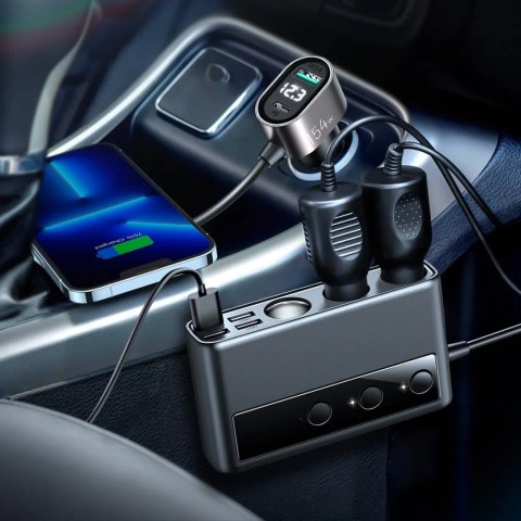 Ładowarka samochodowa 9w1 Joyroom JR-CL06 154W 5x USB-A / USB-C / 3x gniazdo zapalniczki PD QC PPS - czarna Ładowarka samochodowa 9w1 Joyroom JR-CL06 154W 5x USB-A / USB-C / 3x gniazdo zapalniczki PD QC PPS - czarna