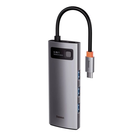 Baseus Metal Gleam Series multifunkcjonalny HUB USB 5w1 USB Typ C PD 100W HDMI szary (WKWG020013) Baseus Metal Gleam Series multifunkcjonalny HUB USB 5w1 USB Typ C PD 100W HDMI szary (WKWG020013)