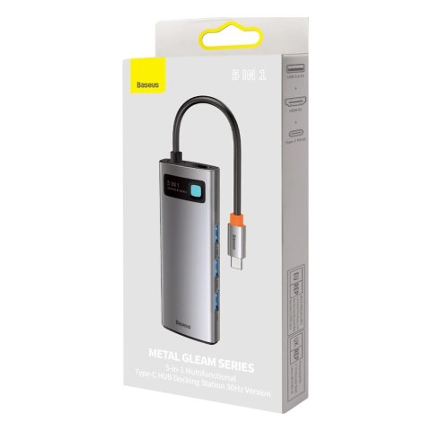 Baseus Metal Gleam Series multifunkcjonalny HUB USB 5w1 USB Typ C PD 100W HDMI szary (WKWG020013) Baseus Metal Gleam Series multifunkcjonalny HUB USB 5w1 USB Typ C PD 100W HDMI szary (WKWG020013)