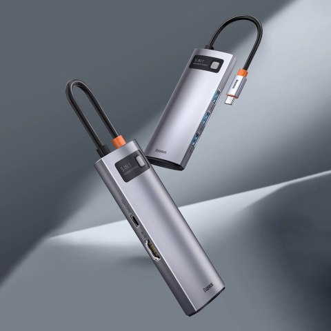 Baseus Metal Gleam Series multifunkcjonalny HUB USB 5w1 USB Typ C PD 100W HDMI szary (WKWG020013) Baseus Metal Gleam Series multifunkcjonalny HUB USB 5w1 USB Typ C PD 100W HDMI szary (WKWG020013)