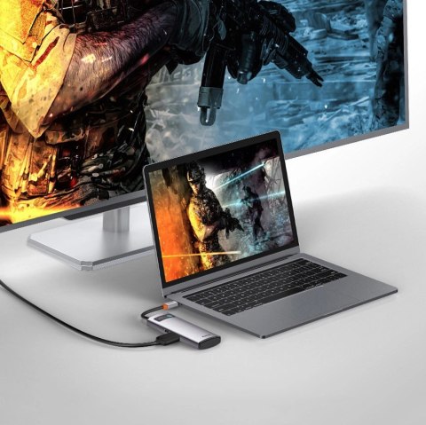 Baseus Metal Gleam Series multifunkcjonalny HUB USB 5w1 USB Typ C PD 100W HDMI szary (WKWG020013) Baseus Metal Gleam Series multifunkcjonalny HUB USB 5w1 USB Typ C PD 100W HDMI szary (WKWG020013)