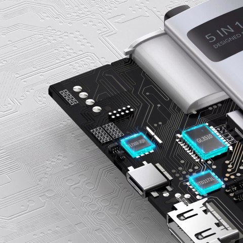 Baseus Metal Gleam Series multifunkcjonalny HUB USB 5w1 USB Typ C PD 100W HDMI szary (WKWG020013) Baseus Metal Gleam Series multifunkcjonalny HUB USB 5w1 USB Typ C PD 100W HDMI szary (WKWG020013)