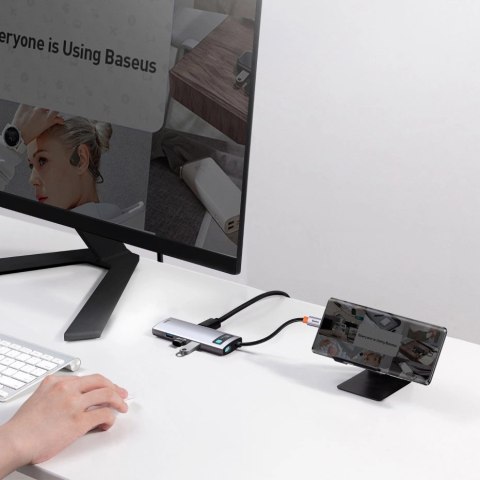 Baseus Metal Gleam Series multifunkcjonalny HUB USB 5w1 USB Typ C PD 100W HDMI szary (WKWG020013) Baseus Metal Gleam Series multifunkcjonalny HUB USB 5w1 USB Typ C PD 100W HDMI szary (WKWG020013)