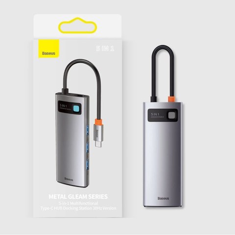 Baseus Metal Gleam Series multifunkcjonalny HUB USB 5w1 USB Typ C PD 100W HDMI szary (WKWG020013) Baseus Metal Gleam Series multifunkcjonalny HUB USB 5w1 USB Typ C PD 100W HDMI szary (WKWG020013)