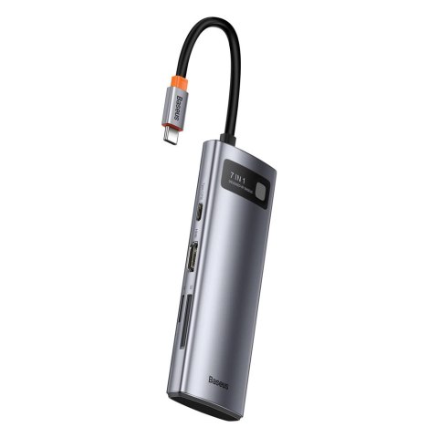 Baseus Metal Gleam Series multifunkcjonalny HUB USB 7w1 Typ C HDMI czytnik kart TF PD szary (WKWG020113) Baseus Metal Gleam Series multifunkcjonalny HUB USB 7w1 Typ C HDMI czytnik kart TF PD szary (WKWG020113)