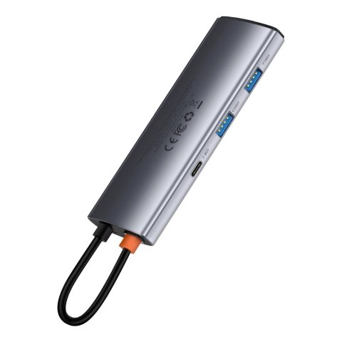 Baseus Metal Gleam Series multifunkcjonalny HUB USB 7w1 Typ C HDMI czytnik kart TF PD szary (WKWG020113) Baseus Metal Gleam Series multifunkcjonalny HUB USB 7w1 Typ C HDMI czytnik kart TF PD szary (WKWG020113)