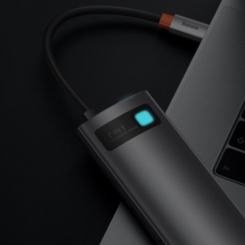Baseus Metal Gleam Series multifunkcjonalny HUB USB 7w1 Typ C HDMI czytnik kart TF PD szary (WKWG020113) Baseus Metal Gleam Series multifunkcjonalny HUB USB 7w1 Typ C HDMI czytnik kart TF PD szary (WKWG020113)