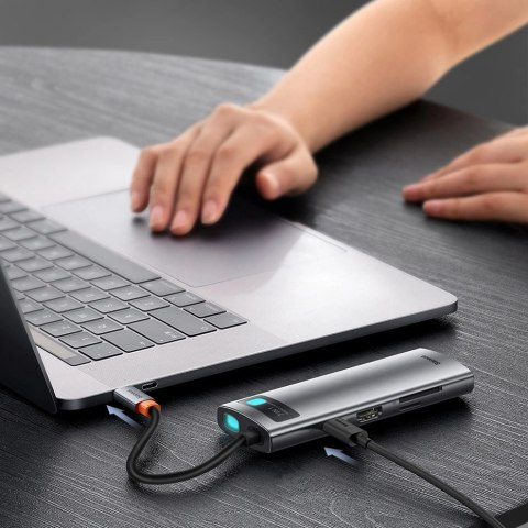 Baseus Metal Gleam Series multifunkcjonalny HUB USB 7w1 Typ C HDMI czytnik kart TF PD szary (WKWG020113) Baseus Metal Gleam Series multifunkcjonalny HUB USB 7w1 Typ C HDMI czytnik kart TF PD szary (WKWG020113)