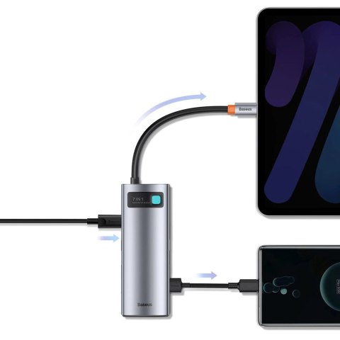 Baseus Metal Gleam Series multifunkcjonalny HUB USB 7w1 Typ C HDMI czytnik kart TF PD szary (WKWG020113) Baseus Metal Gleam Series multifunkcjonalny HUB USB 7w1 Typ C HDMI czytnik kart TF PD szary (WKWG020113)