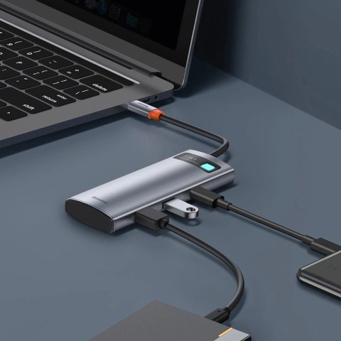 Baseus Metal Gleam Series multifunkcjonalny HUB USB 7w1 Typ C HDMI czytnik kart TF PD szary (WKWG020113) Baseus Metal Gleam Series multifunkcjonalny HUB USB 7w1 Typ C HDMI czytnik kart TF PD szary (WKWG020113)