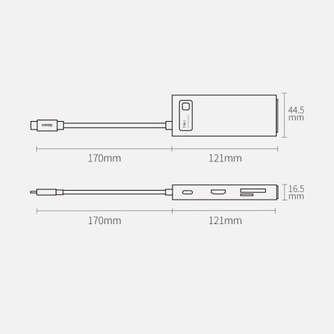 Baseus Metal Gleam Series multifunkcjonalny HUB USB 7w1 Typ C HDMI czytnik kart TF PD szary (WKWG020113) Baseus Metal Gleam Series multifunkcjonalny HUB USB 7w1 Typ C HDMI czytnik kart TF PD szary (WKWG020113)