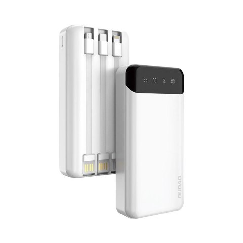 Dudao pojemny powerbank z 3 wbudowanymi kablami 20000mAh USB Typ C + micro USB + Lightning biały (Dudao K6Pro+) Dudao pojemny powerbank z 3 wbudowanymi kablami 20000mAh USB Typ C + micro USB + Lightning biały (Dudao K6Pro+)