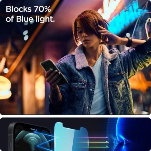 Szkło hartowane Spigen Glas.tR EZ Fit AntiBlue na iPhone 13 / 13 Pro / 14 - 2 szt. Szkło hartowane Spigen Glas.tR EZ Fit AntiBlue na iPhone 13 / 13 Pro / 14 - 2 szt.