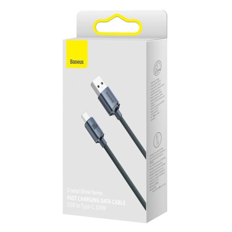Baseus Crystal Shine Series kabel przewód USB do szybkiego ładowania i transferu danych USB Typ A - USB Typ C 100W 2m czarny (CA Baseus Crystal Shine Series kabel przewód USB do szybkiego ładowania i transferu danych USB Typ A - USB Typ C 100W 2m czarny (CA