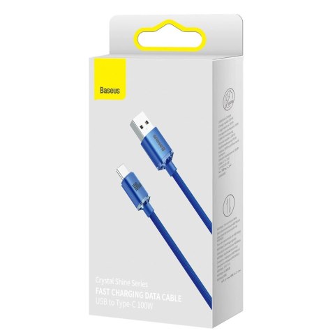 Baseus Crystal Shine Series kabel przewód USB do szybkiego ładowania i transferu danych USB Typ A - USB Typ C 100W 2m niebieski Baseus Crystal Shine Series kabel przewód USB do szybkiego ładowania i transferu danych USB Typ A - USB Typ C 100W 2m niebieski