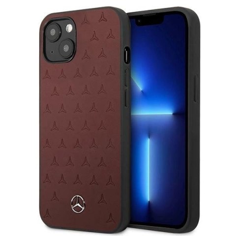 Etui Mercedes Leather Stars Pattern na iPhone 13 mini - czerwone Etui Mercedes Leather Stars Pattern na iPhone 13 mini - czerwone